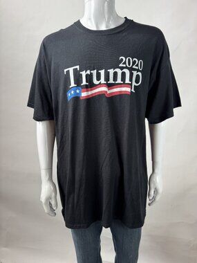 Trump 2020 Black T-Shirt Gildan Heavy Cotton 2XL Graphic Patriotic Design Blemis